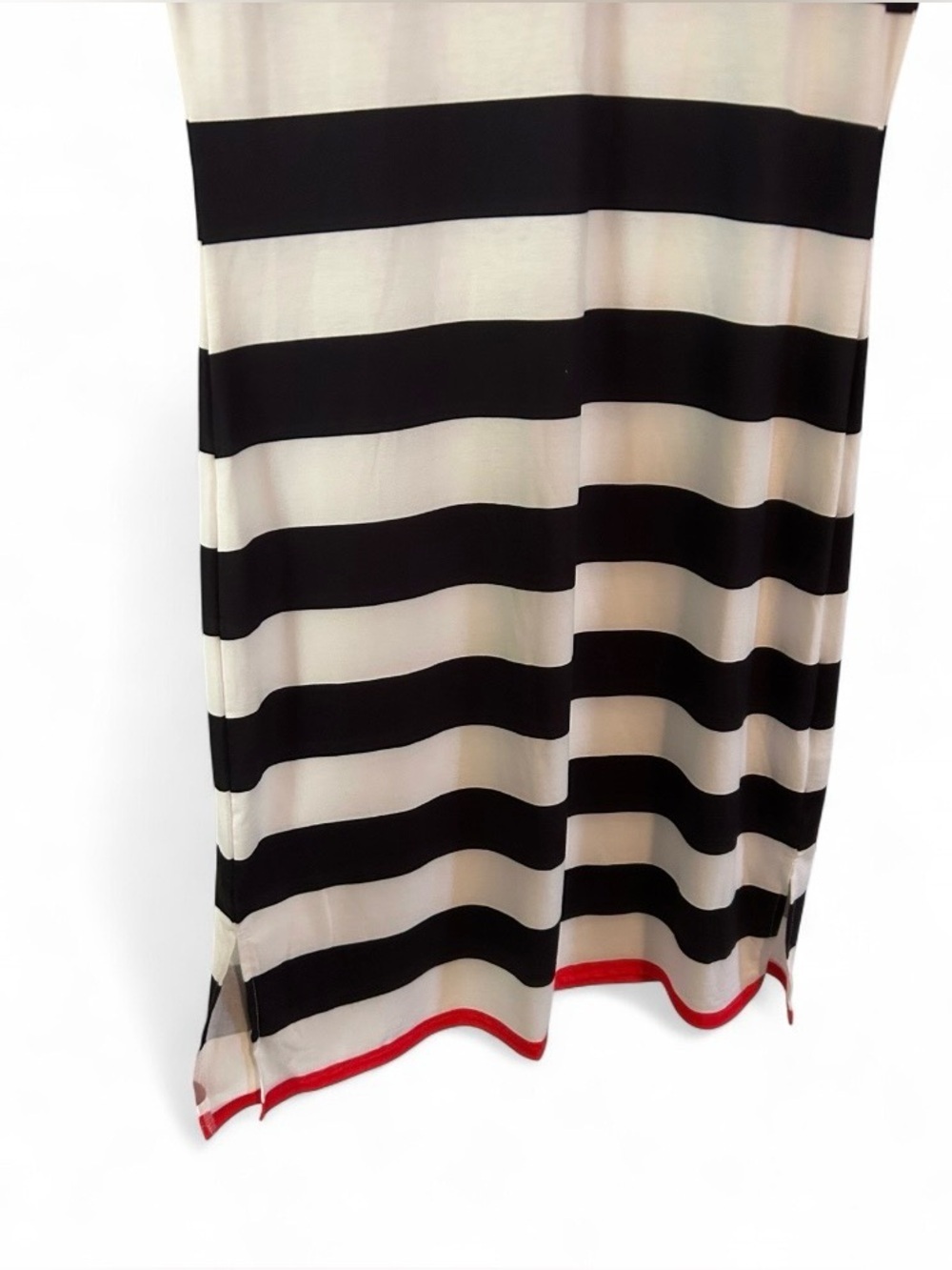 Lovesoft Boutique V Neck Black White Striped Midi Dress - NWT - Picture 5 of 6